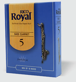 Reed--bass Clar Rico Royal - Strength 5 - Box Of 10 for Bass Clarinet Reed