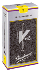 Reed--b-flat Clar Vandoren V12 - Strength 3 - Box Of 10 for Bb Clarinet Reed