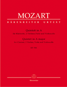 Quintet K 581 by Mozart Wolfgang Amadeus for Clarinet w/str